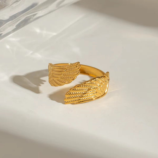 SJ 436 Wings Ring Adjustable - 18k Gold PVD plated stainless steel - Anti tarnish - Wholesale