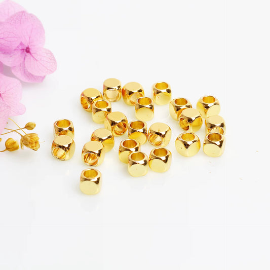 SS 1104 Cube Spacer bead 18k Gold plated ( 1 pc ) Anti tarnish ( 2 mm )