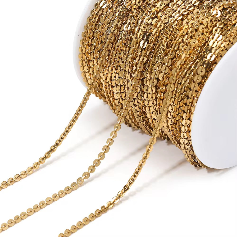 CN 378 Link Chain 18k Gold PVD plated 316 Stainless steel ( 1 feet ) Anti tarnish ( 2 mm )