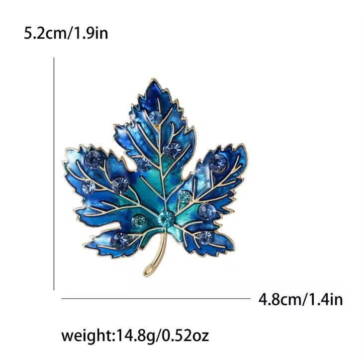 BR 69 Blue Autumn Leaves Zircon Brooch ( 1 PC ) Anti Resistant