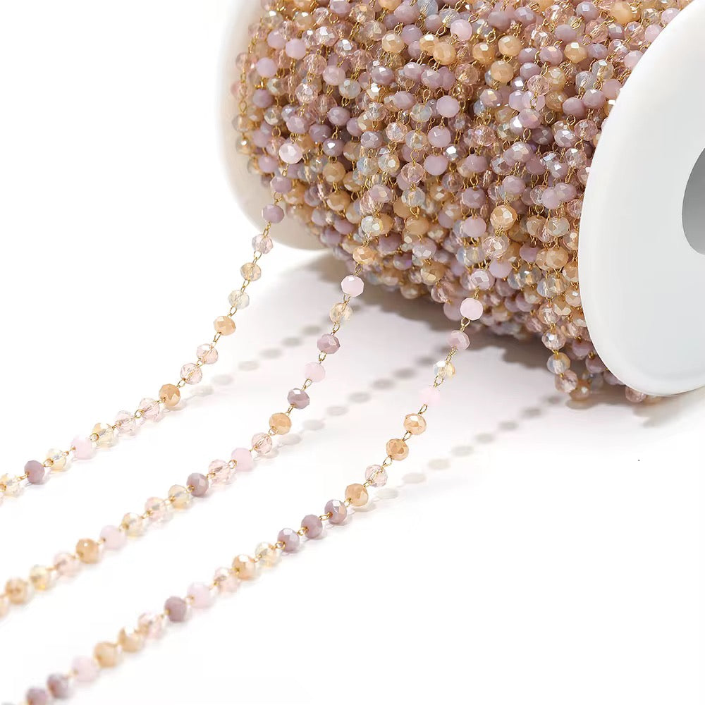 CN 362 Pastel dual toned crystal 18k gold PVD plated 316 Stainless steel chain ( 1 feet ) Anti tarnish