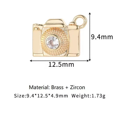 GPC14H Camera Zircon charm 14k gold plated ( 1 pc ) Anti tarnish