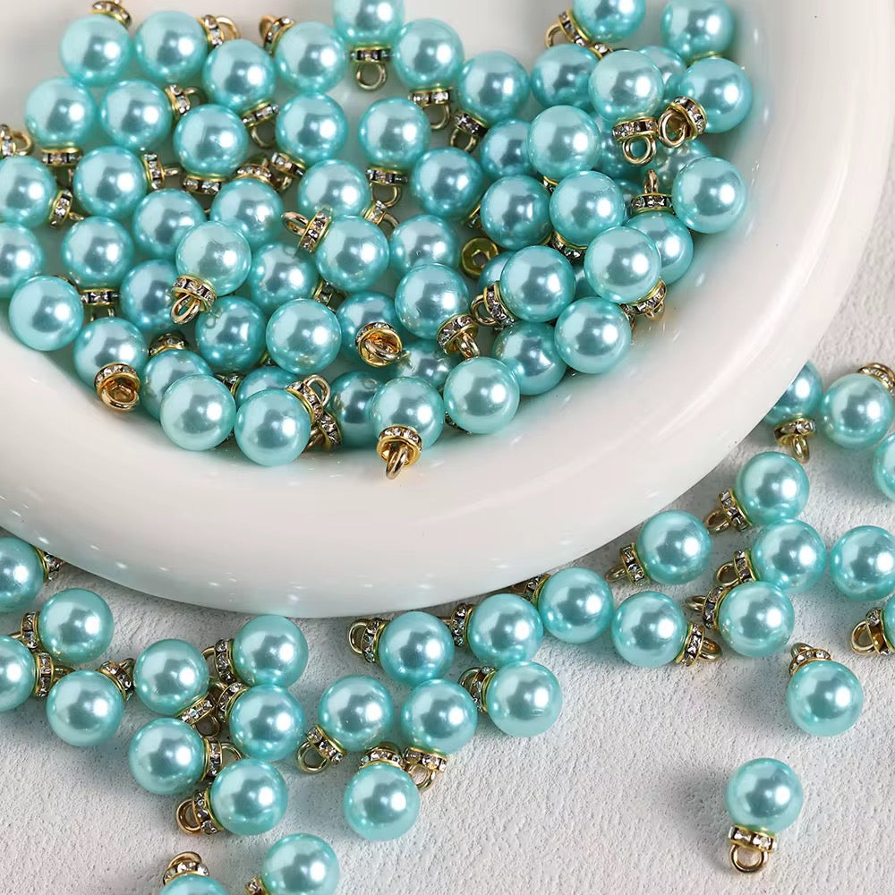 BBB 232 (d) Light Blue Pearl Shiny Bead Drop charm ( 1 pc ) UV Plated Acrylic ( 15:10 mm )