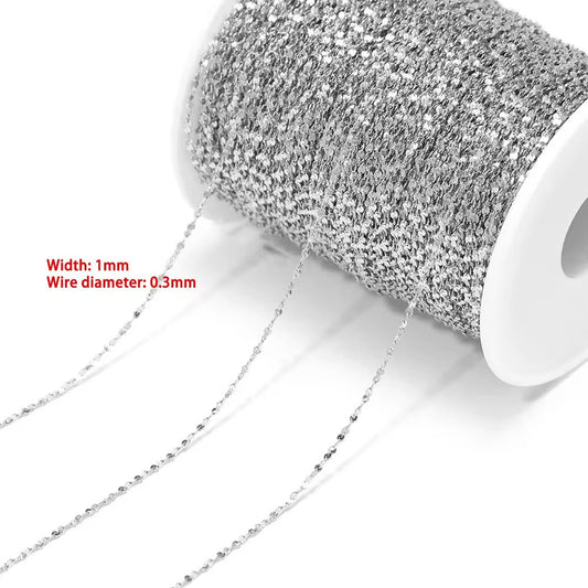 CN 395 Star Flower Chain Silver PVD plated 316 stainless steel chain ( 1 feet ) Anti tarnish (1 mm)