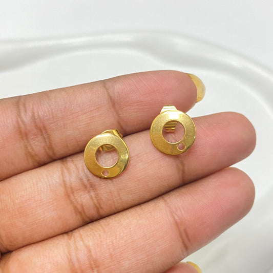 SS 1191 Round stud 18k gold PVD 316 stainless steel ( 2 pc ) anti tarnish