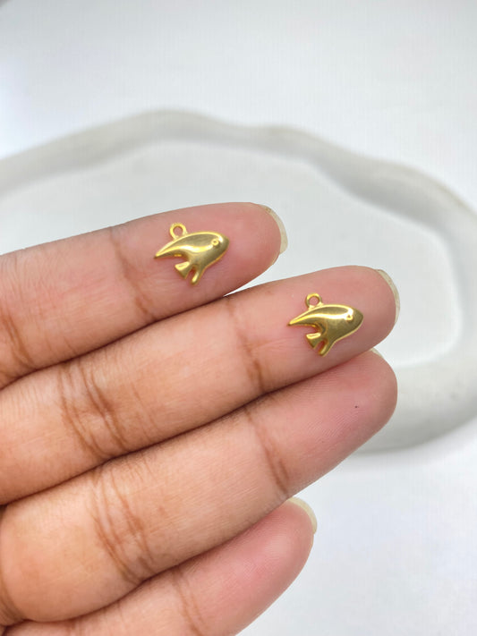 SS 2990 Dory Fish Charm Tiny Sea Creature 18K Gold PVD plated stainless steel ( 1 piece ) Anti tarnish ( 11:9 mm )