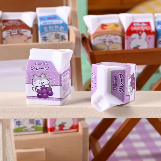 BBB 050 (c) Milk carton Kawai themed resin charm ( 1 pc ) with / without hook