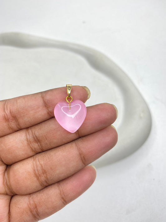 BBB 151 (e) Pink heart glass bead Pendant ( 1 pc ) ( 15:20 mm )