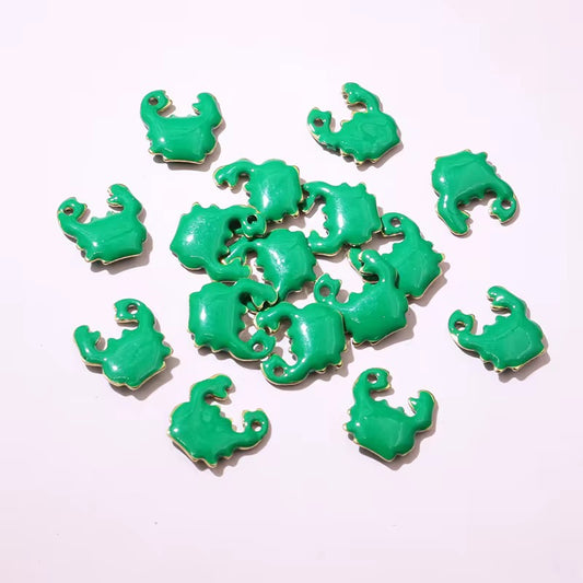 BBB 243 (a) Green Crab Enamel Tiny Charm 18K Gold PVD plated stainless steel ( 1 piece ) Anti tarnish ( 10:10 mm )
