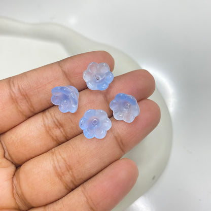 GB63F dual tone blue flower glass bead ( 1 pc )