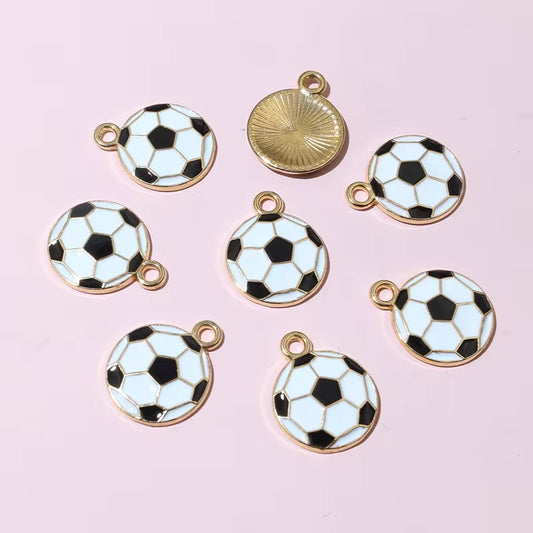 SS 2657 (a)  Black Football Soccer Enamel Charm ( 1 pc ) tarnish resistant