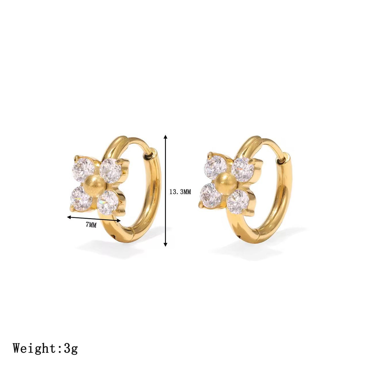 ESJ29B Fleur Quatre Hoops 18k Gold PVD plated