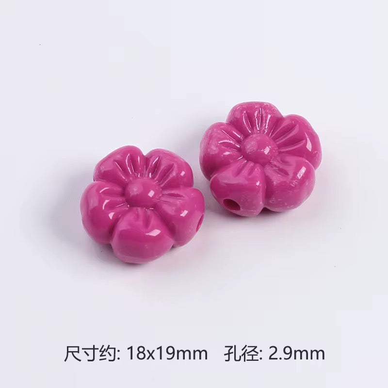 BBB 264 (h) Bright Pink Cherry Shiny Big Bead ( 1 pc ) Solid Acrylic ( 18:19 mm )