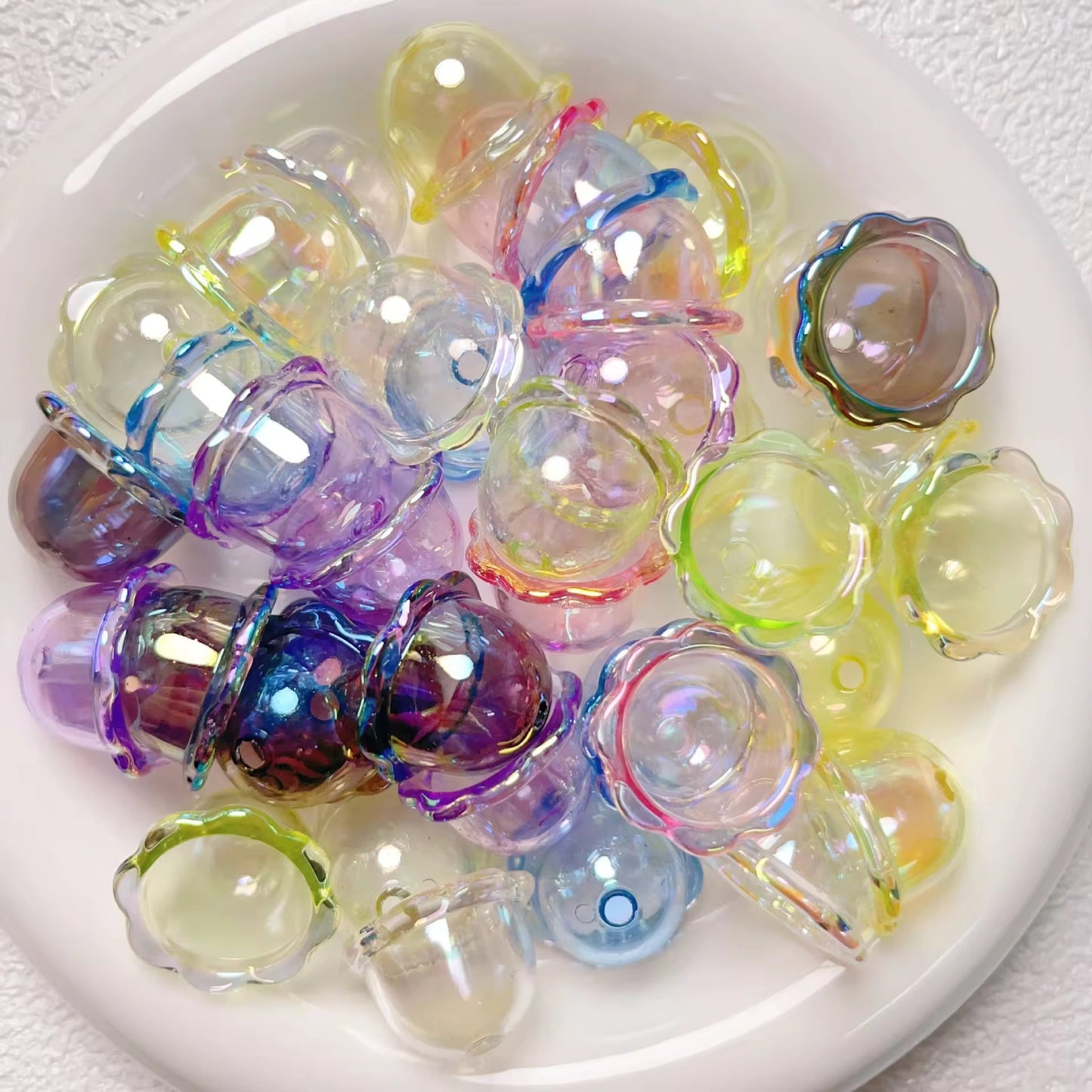 AB03 Bell Transparent Luminous Bead ( 1 pc ) UV Plated Acrylic ( 24:15 mm )