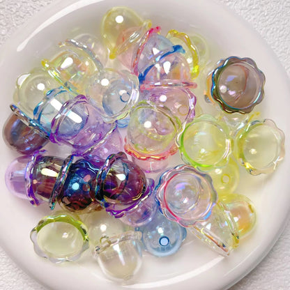 AB03 Bell Transparent Luminous Bead ( 1 pc ) UV Plated Acrylic ( 24:15 mm )