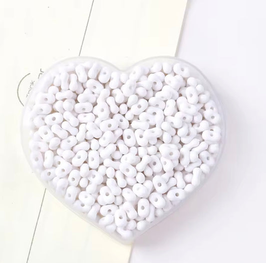BBB 325 (b) White Peanut Shiny Bead ( 1 pc ) UV Plated Acrylic ( 4*6 mm )