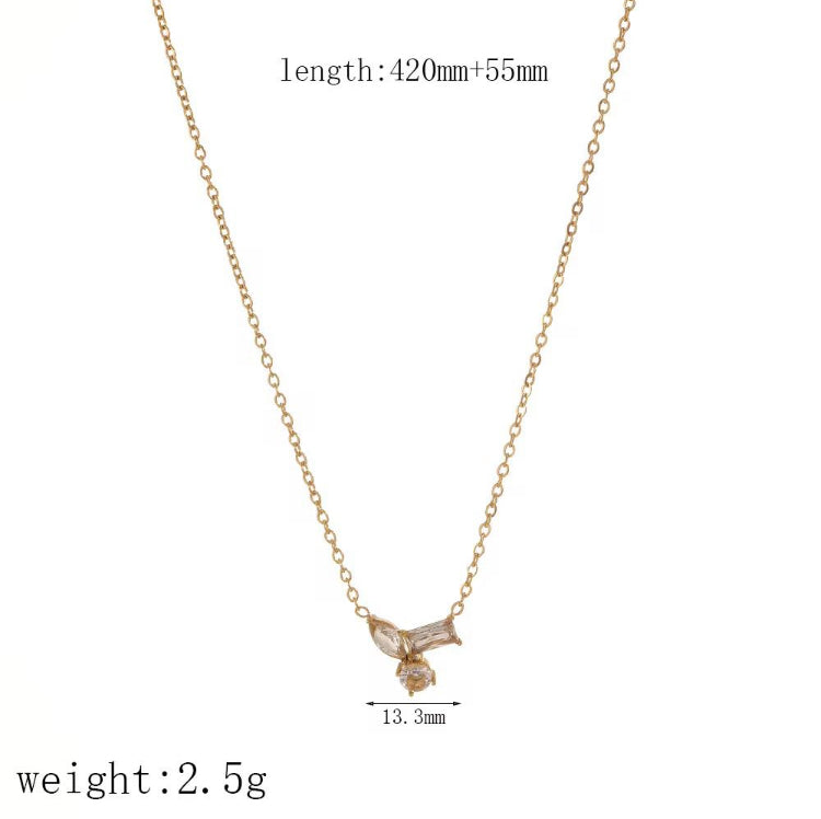 SJ 1150 Dainty Zircon Necklace - 18k Gold PVD plated stainless steel - Anti tarnish