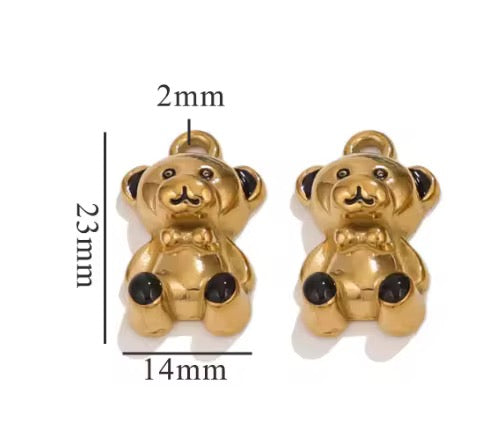 SS 2695 Teddy charm 18k Gold plated 316 stainless steel ( 1 pc ) Anti tarnish