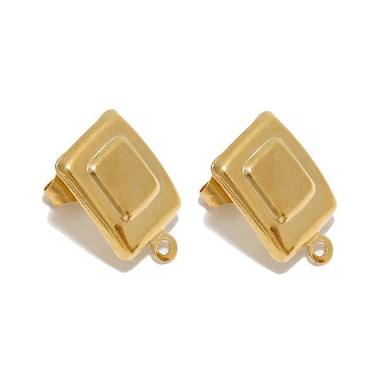 SS 3193 Rectangle Stud 18k gold PVD 316 stainless steel ( 2 pc ) Anti tarnish