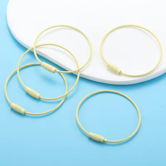 BBB 185 (g) Yellow Loop Cable Key Ring Wire Keychain ( 1 pc ) Screw lock Key Ring ( 1.5 * 150 mm ) Stainless steel