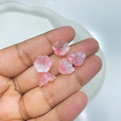 GB63H dual tone pink flower glass bead ( 1 pc )