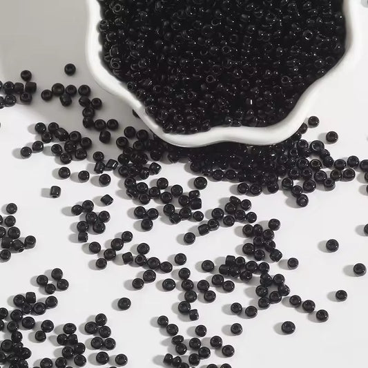 BBB 150 (a) Black Tiny Solid Rice Czech Glass bead ( 1 gm ) around 60 to 70 piece ( 2mm )