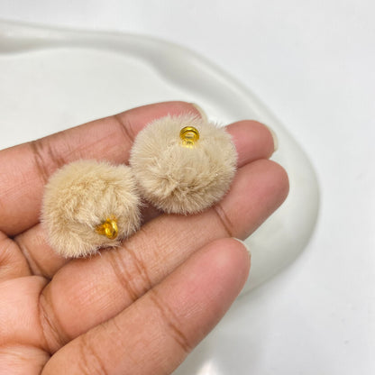 RM13Y light brown Fluffy Pom Pom with hook ( 1 pc )