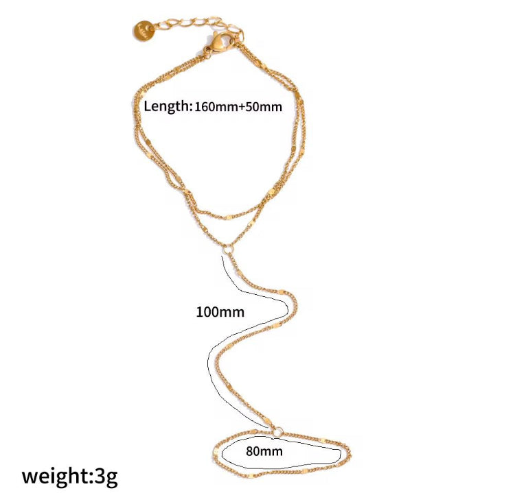 SJ 1156 ring with bracelet dainty styles  - 18k Gold PVD plated stainless steel - Anti tarnish