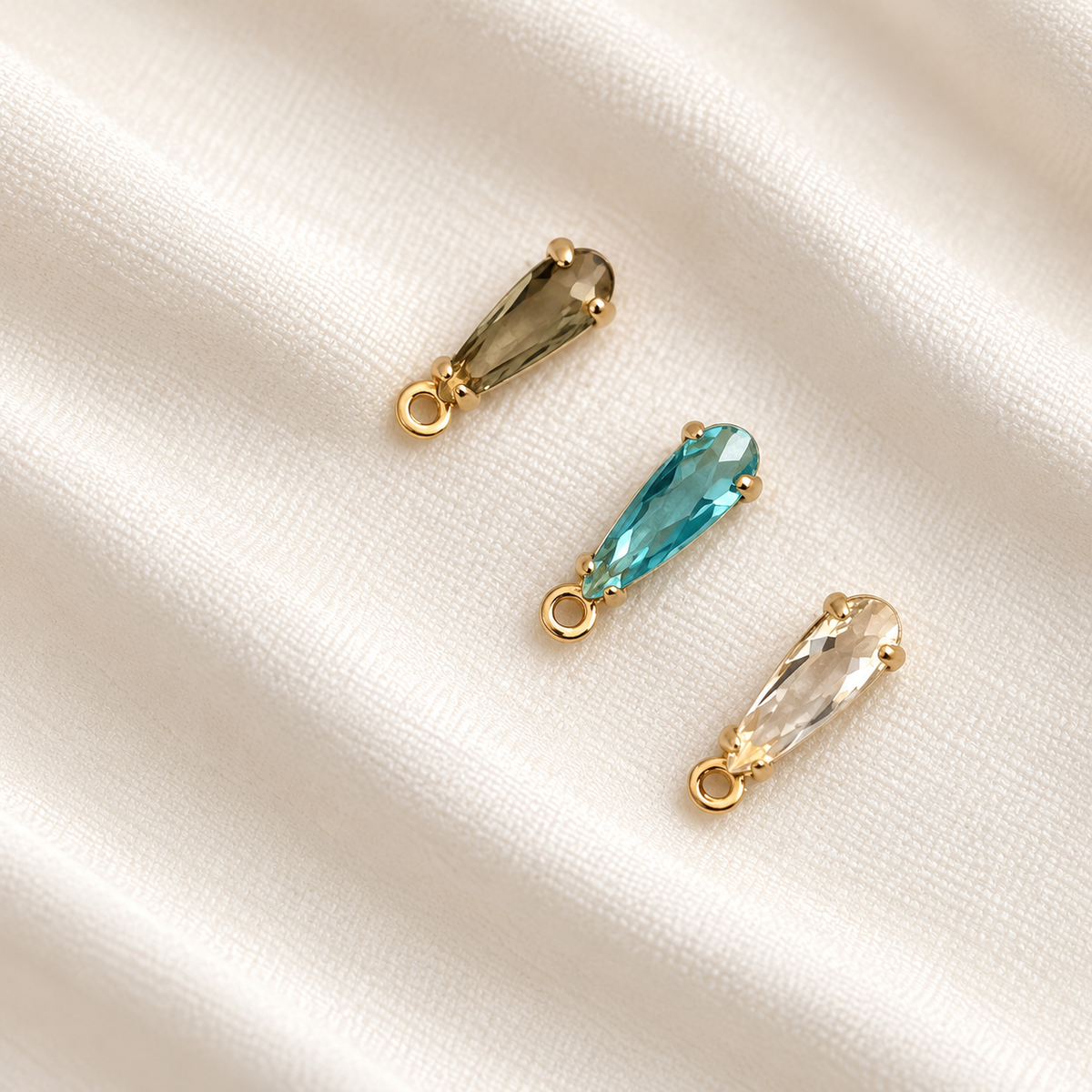 GPC23S zircon crystal teardrop Gold plated charm ( 1 pc ) Anti tarnish