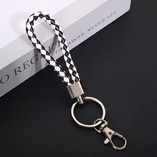 BBB 183 (d) Black and White Clipper Keychain Vintage Leather - buckle keychain tag with Clasp ( 1 pc )