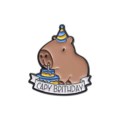 PK 118 Capy Birthday Enamel Pin Badge ( 1 pc ) Imported Premium Quality