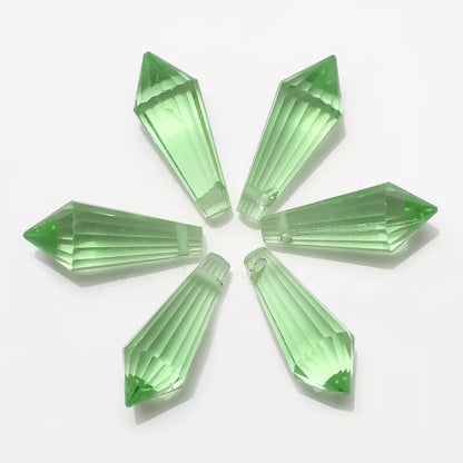BBB 208 (l) Light Green Pointed Crystal Bead Lampwork Prism glass charm ( 1 pc ) ( 8:20 mm )