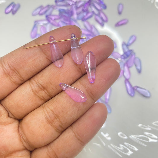 GB578 purplish blue long drop glass bead