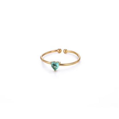 RSJ05B Zircon heart ring adjustable - 18k Gold PVD plated 316 stainless steel - Anti tarnish