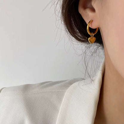 ESJ13G Dainty Heart Hoop Earrings - 18k Gold PVD plated 316 stainless steel - Anti tarnish