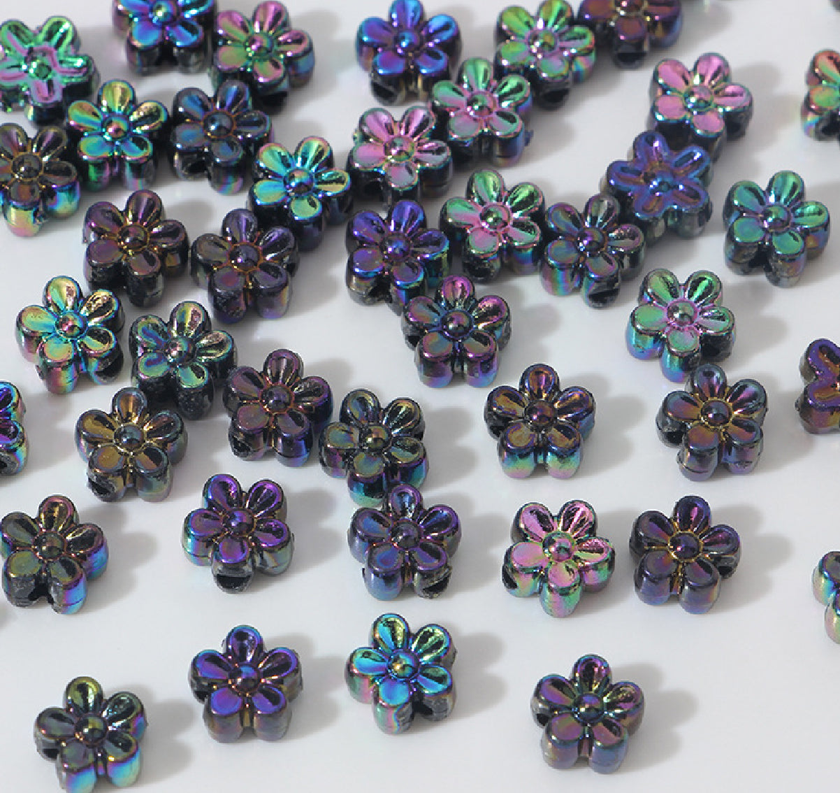 BBB 238 (g) Black daisy flower candy Luminous Shiny Bead ( 1 pc ) UV Plated Acrylic ( 7 mm )