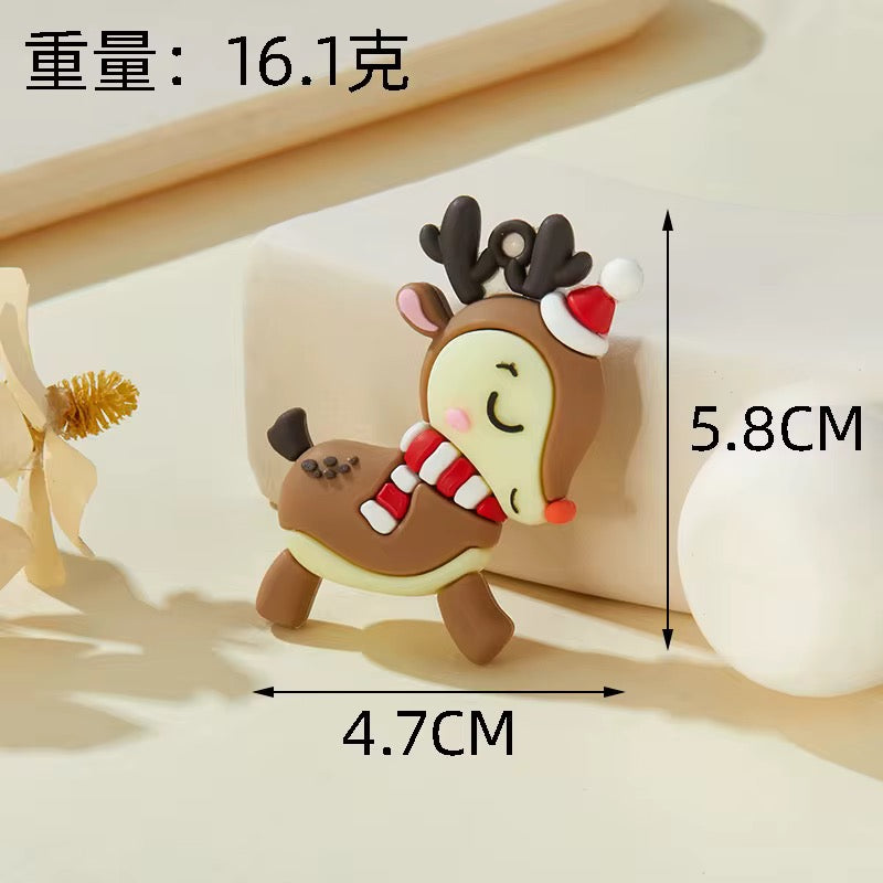 BBB 268 (h) Rein Deer Christmas Cartoon PVC pendant charm ( 1 pc )