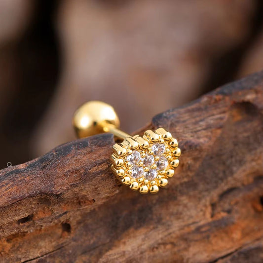 SJ 545 - Heart Cartilage 2nd piercing stud ( 1 pc ) - 18k Gold PVD plated stainless steel - Anti tarnish