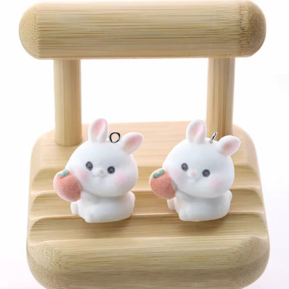 BBB 267 (x) Carrot Rabbit Cute Fur 3D Flocking Resin charm ( 1 pc ) ( 35*30mm )