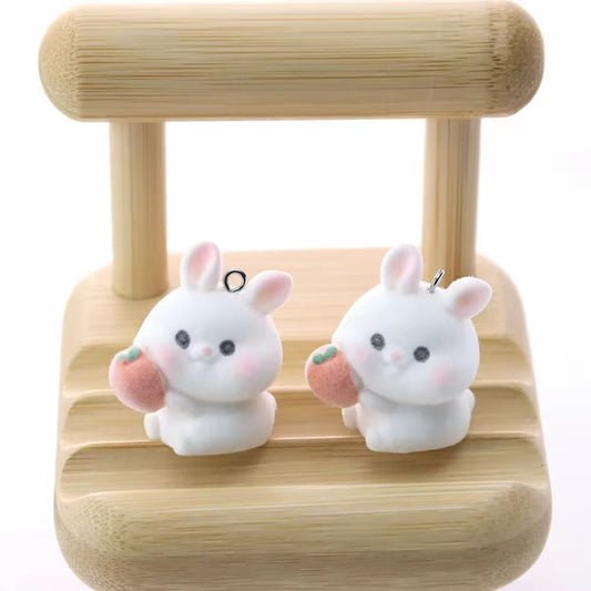 BBB 267 (x) Carrot Rabbit Cute Fur 3D Flocking Resin charm ( 1 pc ) ( 35*30mm )