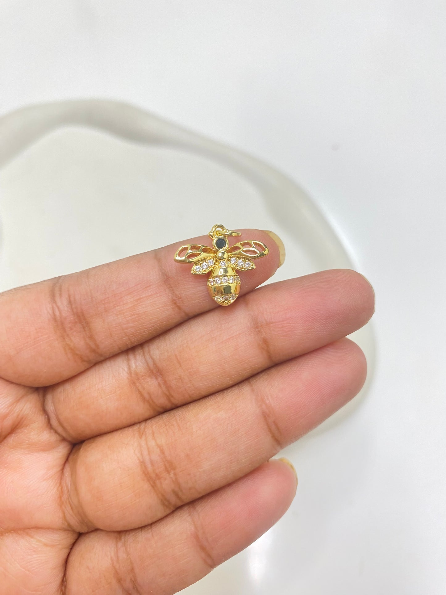 CZ 2593 Bee zircon charm 18k gold plated ( 1 pc ) Anti tarnish
