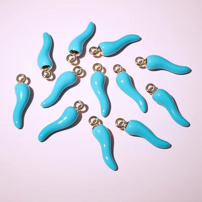 BBB 205 (g) Light Blue Chilli pepper enamel charm ( 1 pc ) Tarnish Resistant ( 19:5.5 mm )