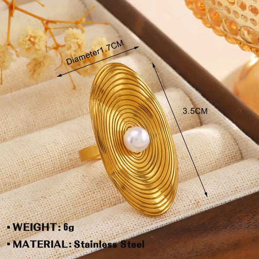 RSJ16G chunky ring adjustable -  18k Gold PVD plated 316 stainless steel - Anti tarnish