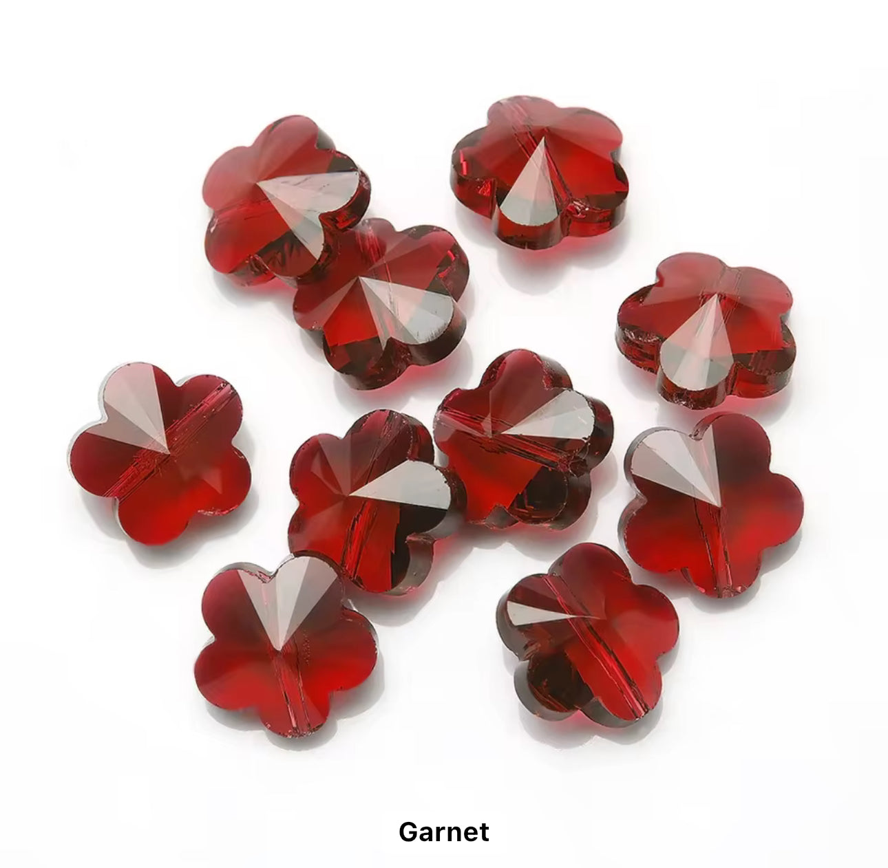 BBB 81 (o) Garnet Red Plum Flower Faceted Crystal glass beads ( 1 pc )