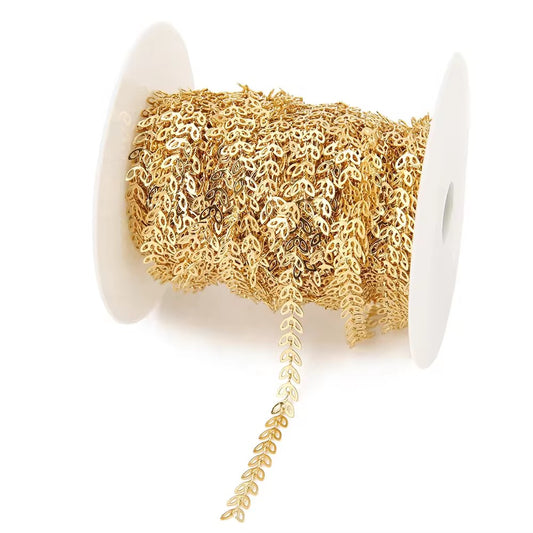 CN 372 Leaf Chain 18k Gold PVD plated 316 Stainless steel ( 1 feet ) Anti tarnish
