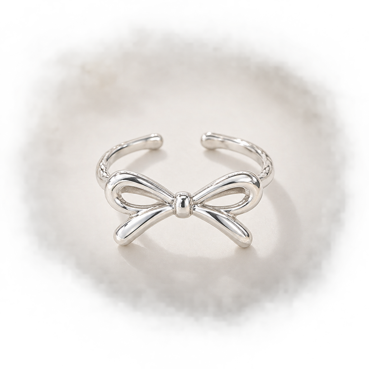 RSJ03F  Bow Ring Adjustable - Silver PVD plated