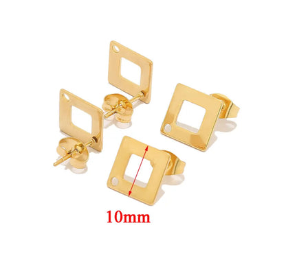 SS 1192 Square stud 18k gold PVD 316 stainless steel ( 2 pc ) anti tarnish