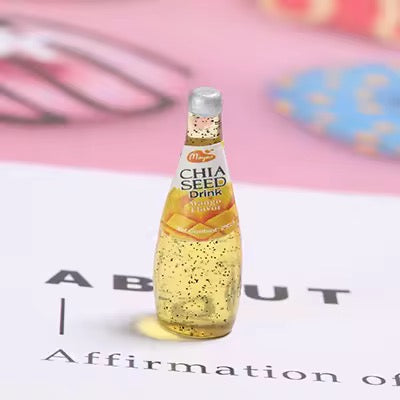 BBB 058 (b) Chia seed drink Kawai themed resin charm ( 1 pc ) with / without Hook