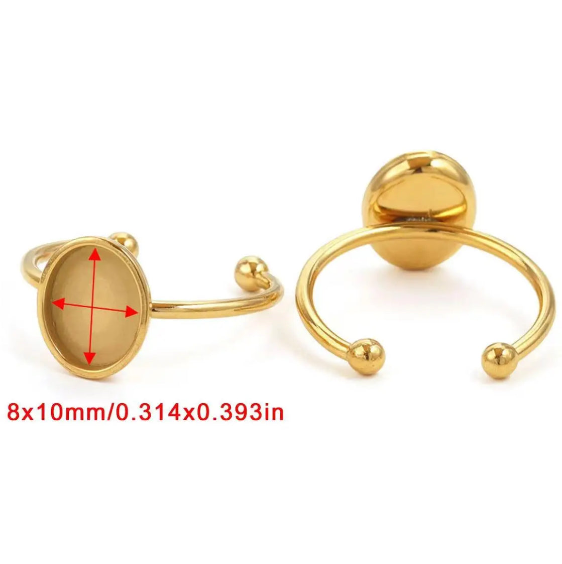 SS 919 Oval stainless steel gold ring - per piece