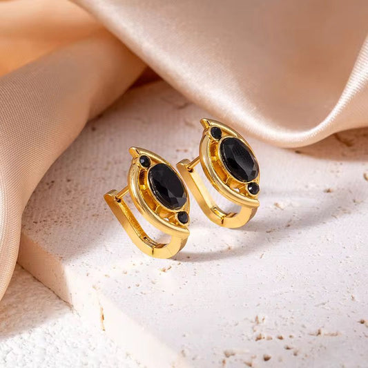 SJ 1102 Zircon hoop earring  - 18k Gold PVD plated stainless steel - Anti tarnish